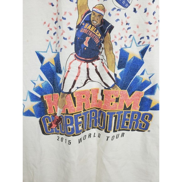 Harlem Globetrotters World Tour Shirt Size Large White Basketball Show Game VTG - Picture 4 of 10
